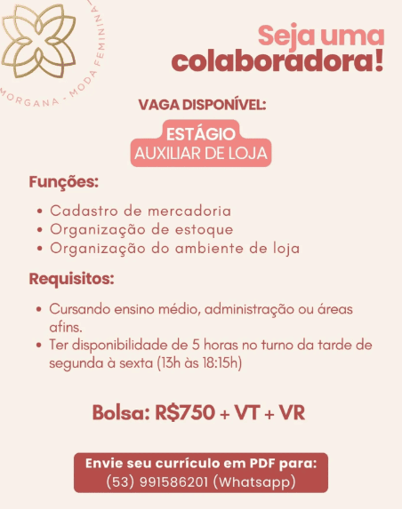 Fachada da loja Morgana Moda Feminina no Centro de Pelotas