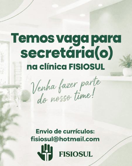 Ilustração de vaga para secretária na Clínica FISIOSUL em Pelotas
