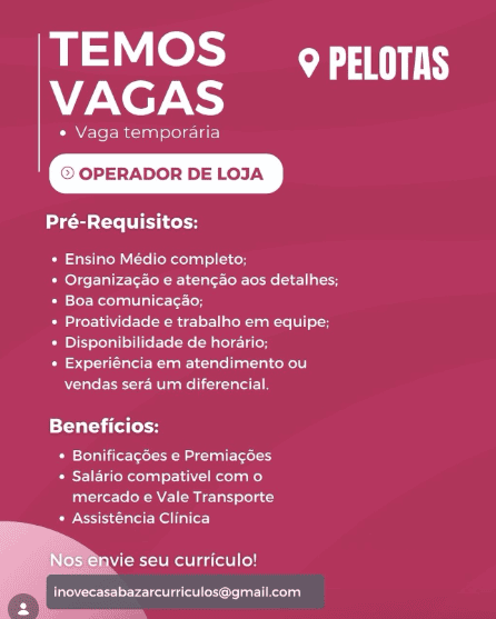 Vaga de rgo% em Pelotas