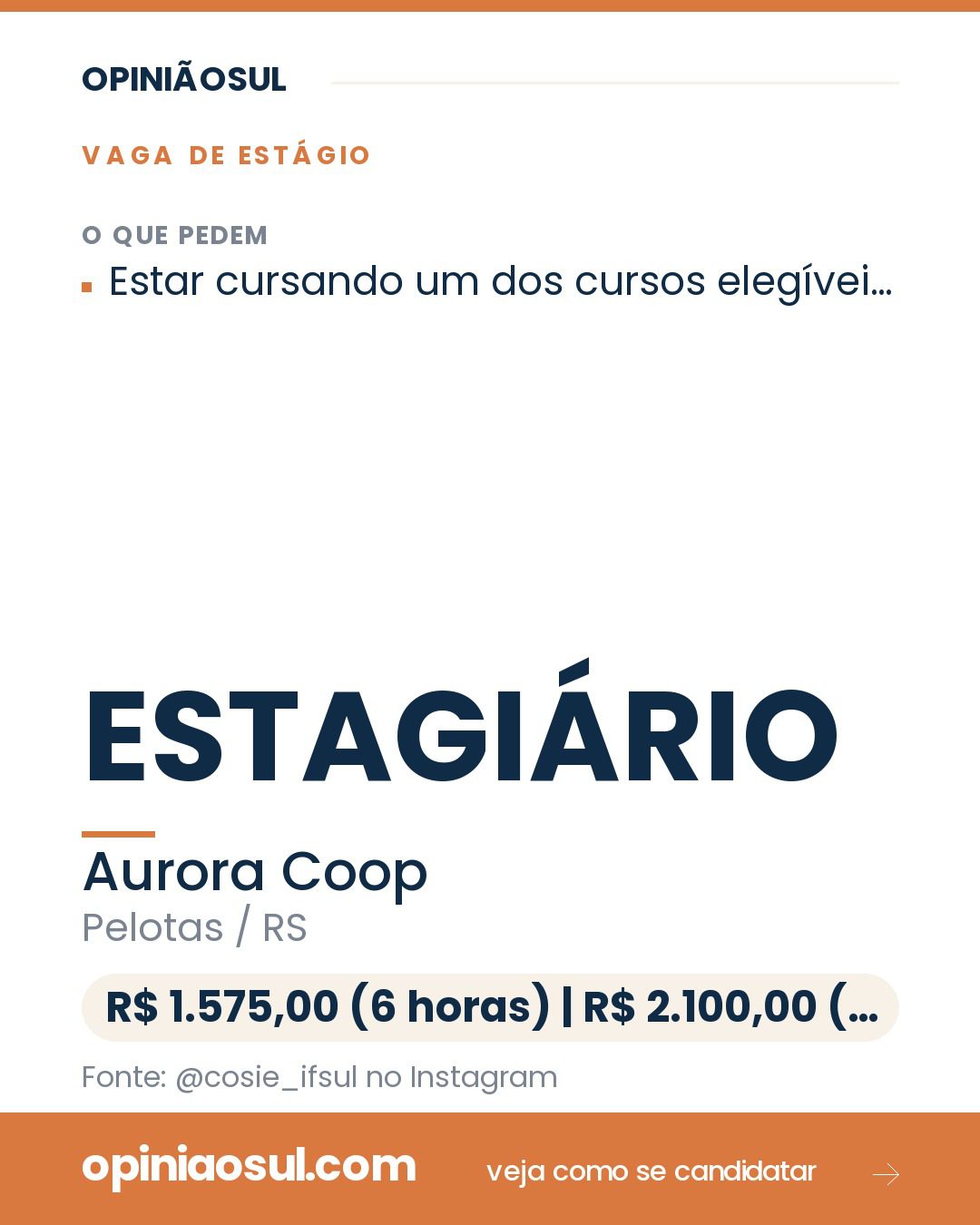 Logotipo da Aurora Coop para vaga de estágio em Pelotas