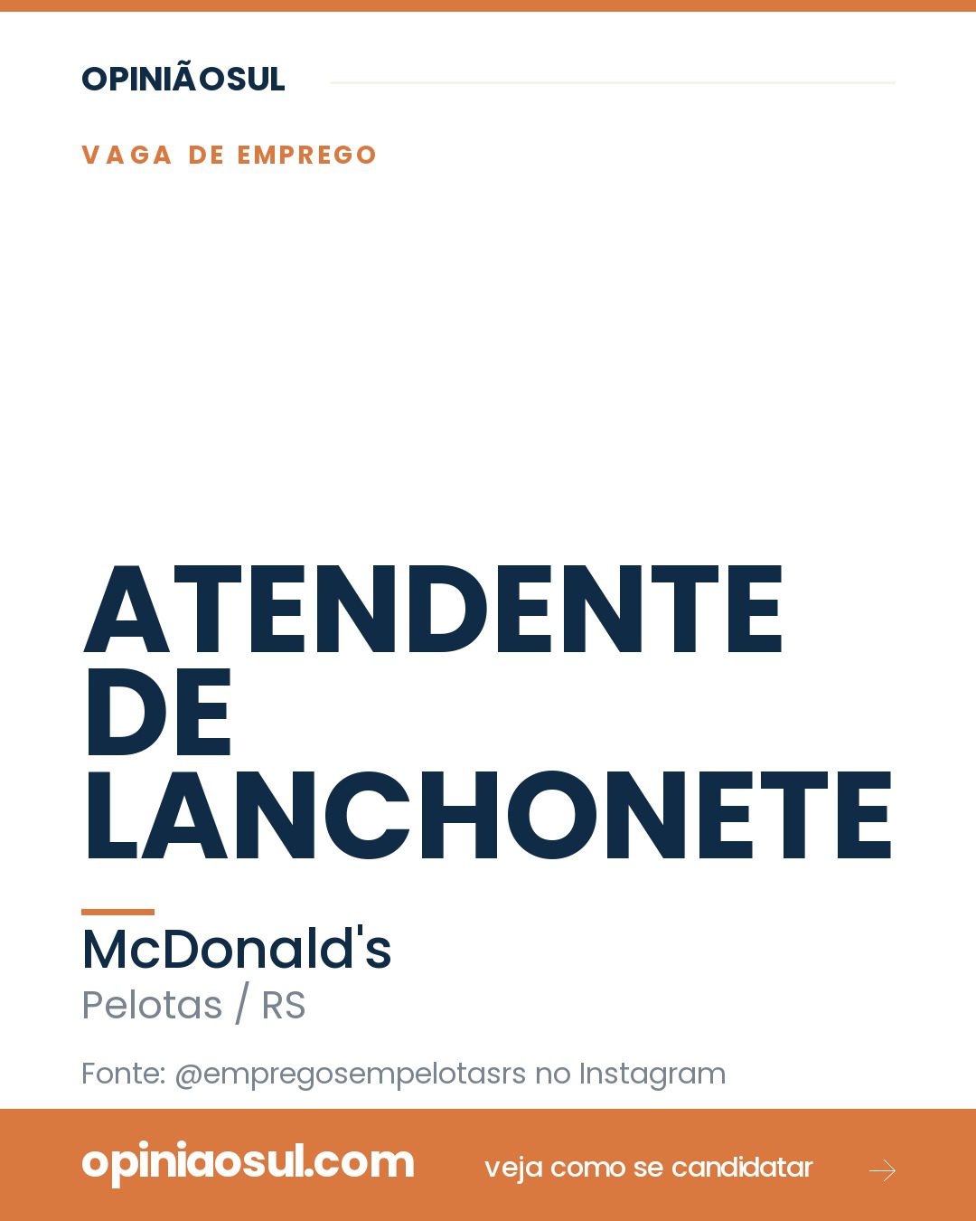 Atendente de lanchonete no McDonald's em Pelotas