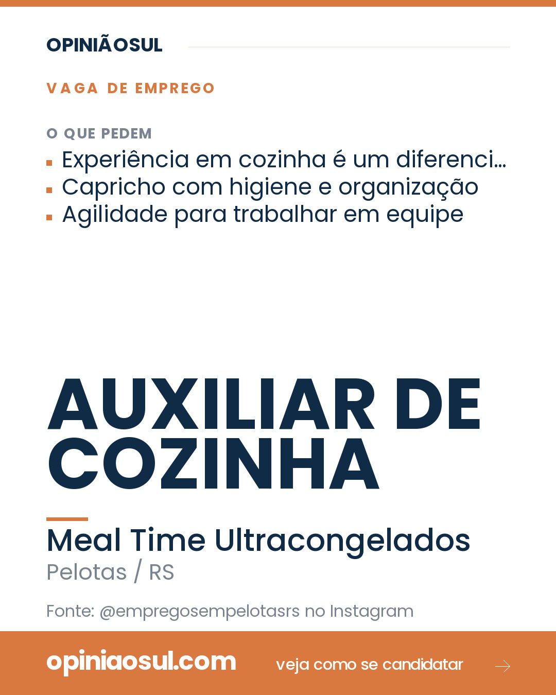 Pessoa trabalhando como auxiliar de cozinha na produção de alimentos em Pelotas.