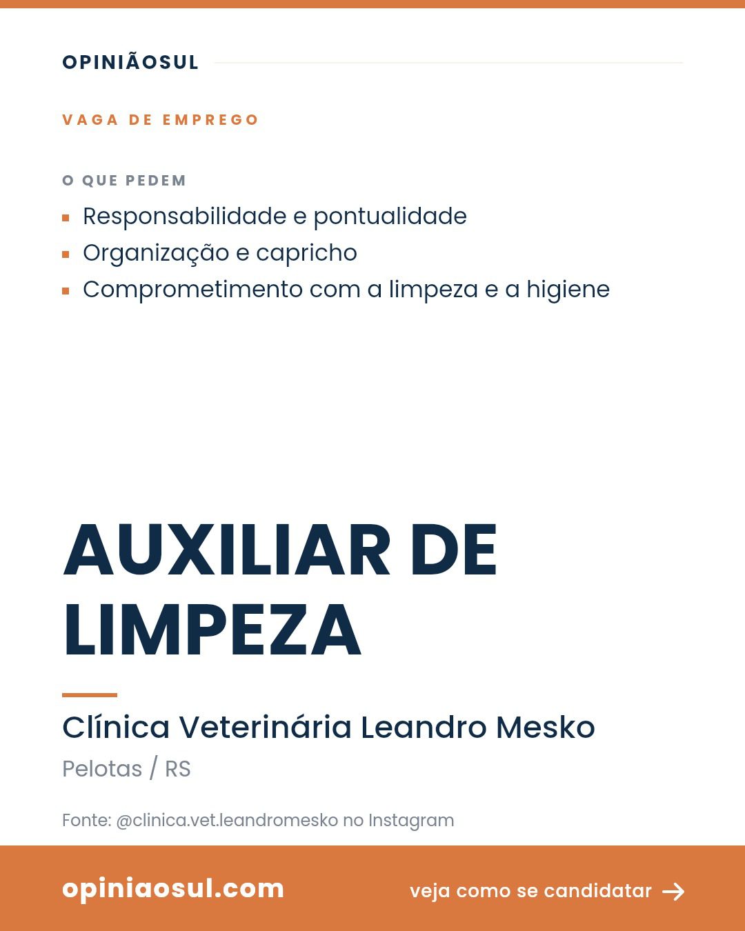 Auxiliar de limpeza trabalhando na organização e higiene de clínica veterinária em Pelotas