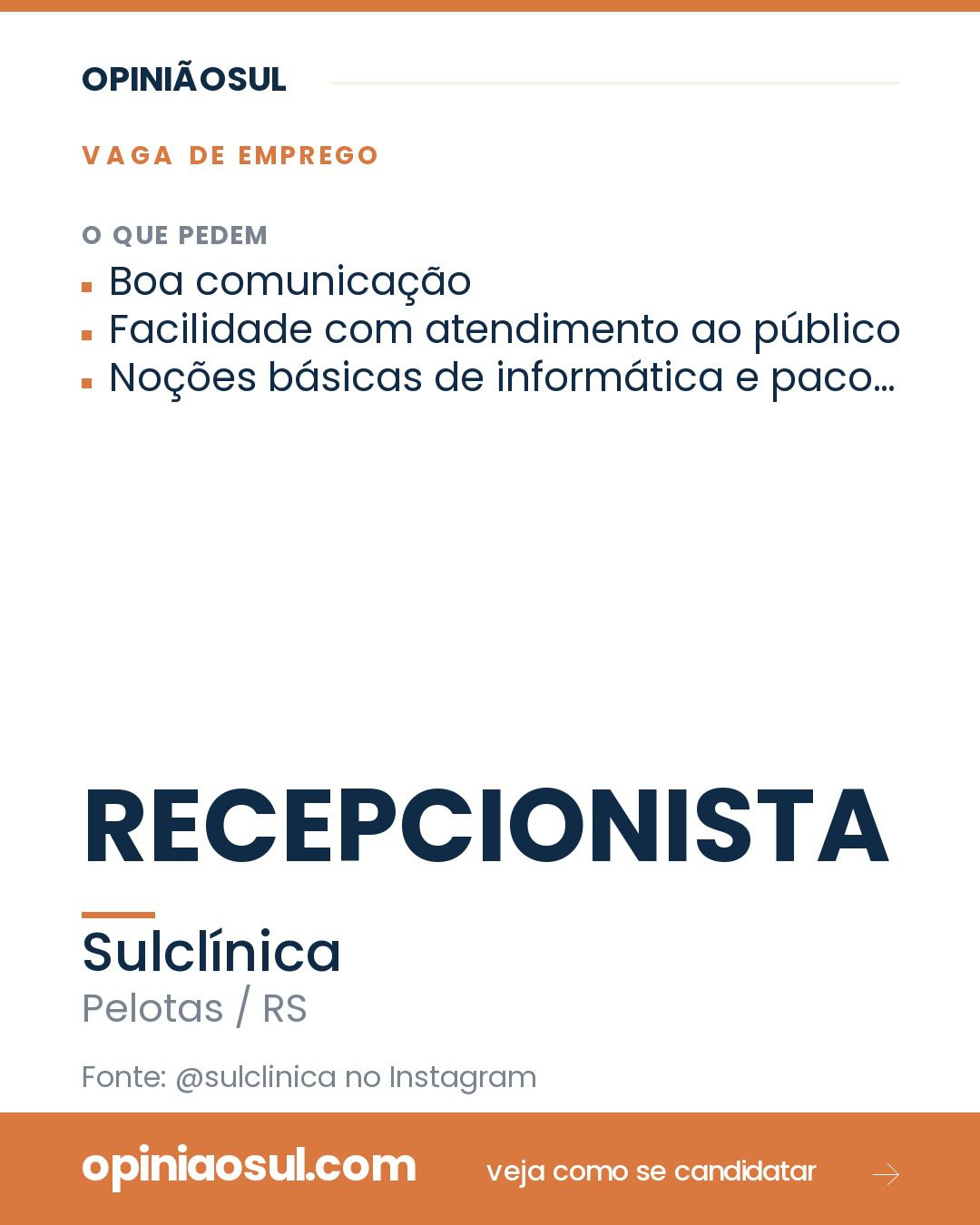 Recepcionista realizando atendimento no balcão da Sulclínica em Pelotas
