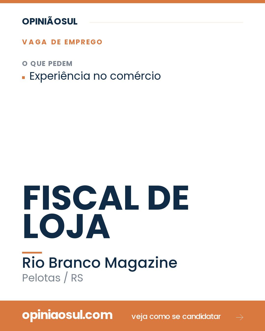 Ilustração referente à vaga de Fiscal de Loja na Rio Branco Magazine em Pelotas