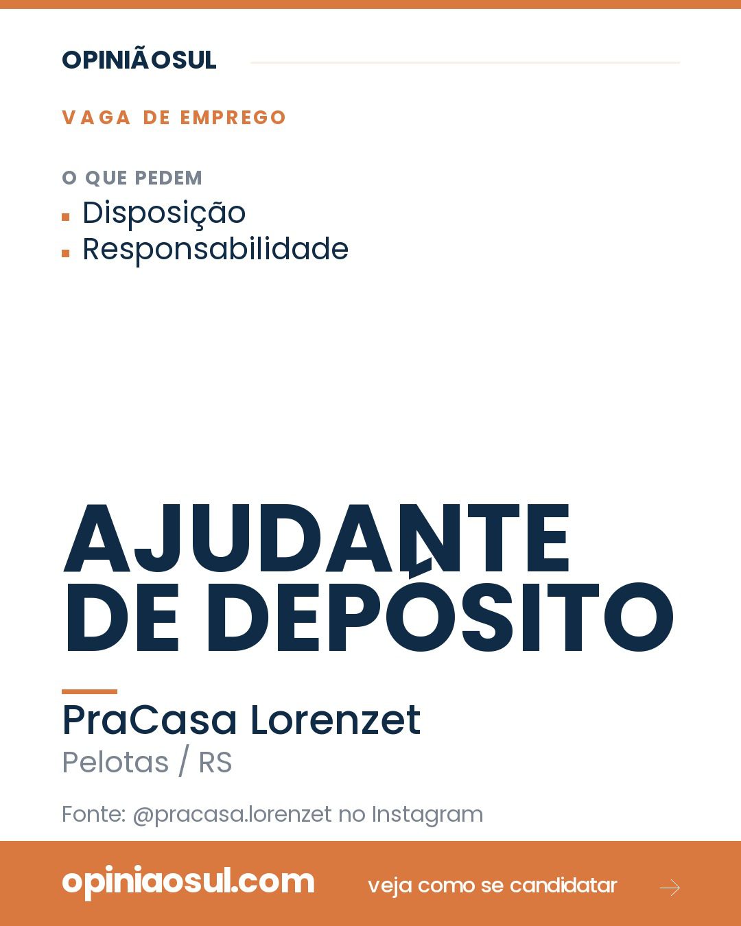 Fachada da empresa PraCasa Lorenzet em Pelotas com foco na vaga para Ajudante de Depósito.