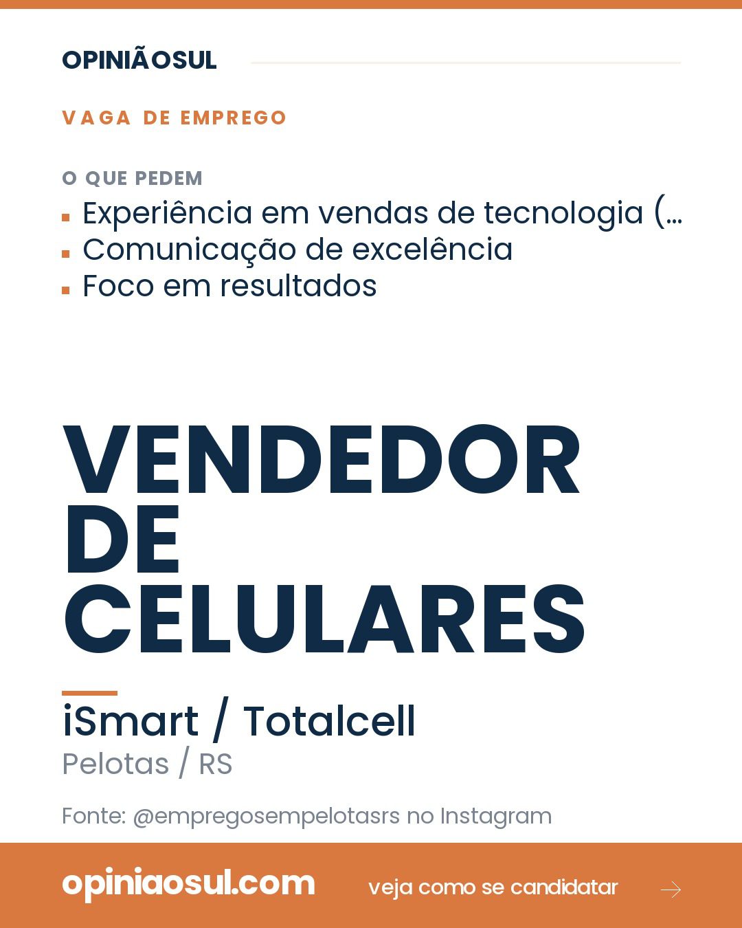 Atendimento ao cliente e venda de celulares em loja de tecnologia em Pelotas